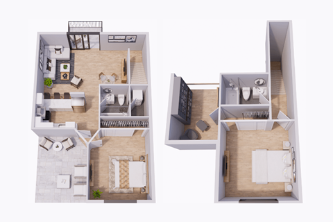 A top-down view of a small apartment layout.